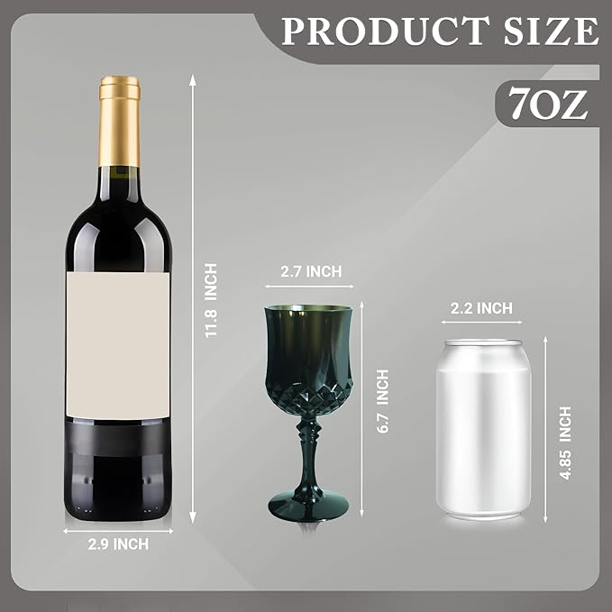 Plastic Wine Glasses,Plastic Goblets Vintage Style Cordial Drinking Glasses for Wedding Reception, Halloween Grand Event Party Supplies (48, Black)