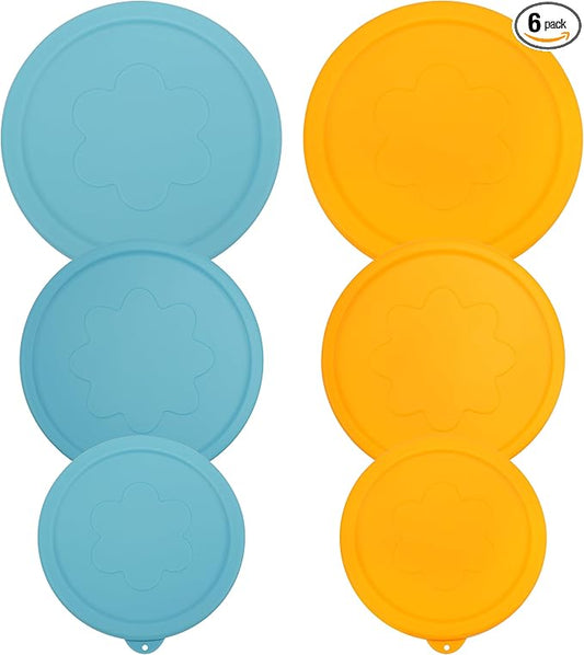 1 Cup 2 Cup 4 Cup Round Silicone Replacement Lids for Pyrex 7202-PC, 7200-PC, 7201-PC Glass Bowls, 6 Pack, Microwave & Dishwasher & Freezer Safe (Container not Included)