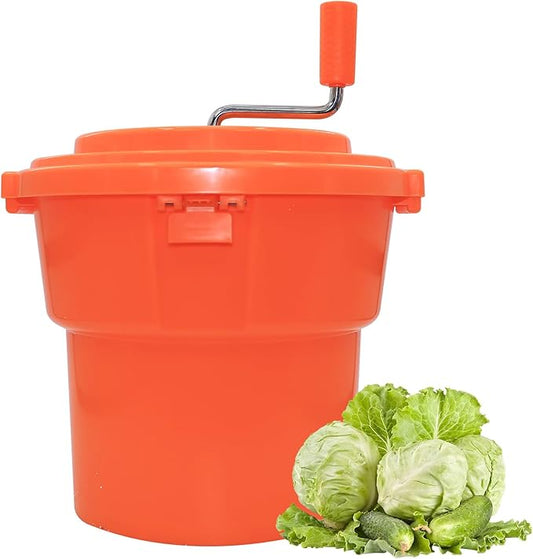 Hakka 2.5 Gallon Salad Spinner,Commercial Restaurant Manual Lettuce Dryer for Vegetable Fruit Dryer Mixer(Orange)