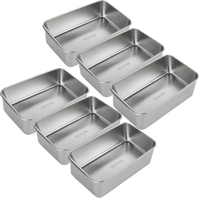 6PCS Stainless Steel Loaf Pan 8.5x5.5 Inch Banana Bread Pans for Homemade Breads Baking Pan for Oven Metal Meatloaf Pan Sandwich Bread Loaf Pans for Baking Bread Tin for Bakings Meat Loaf Cake