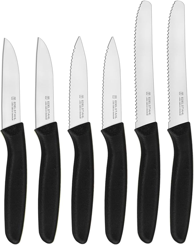 Paring Knife Set 6PCS, Ultra Sharp Kitchen Knives, Cutting & Peeling Knives, Kitchen Knives for Home Essentials, PP Plastic Handle-Black