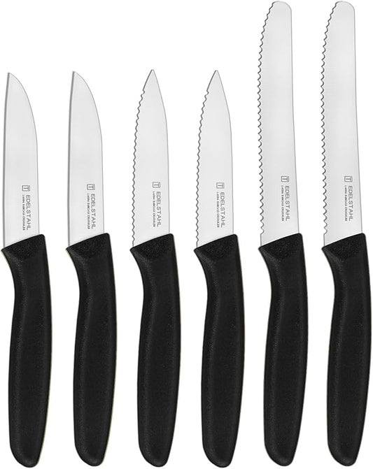 Paring Knife Set 6PCS, Ultra Sharp Kitchen Knives, Cutting & Peeling Knives, Kitchen Knives for Home Essentials, PP Plastic Handle-Black