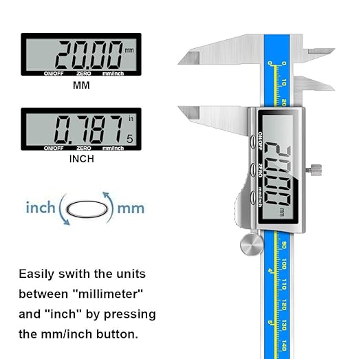 Caliper Measuring Tool Digital Caliper Industrial Quality Precision Electronic Vernier Caliper Inch/Millimeter Measurement Micrometer for Jewelry - Accuracy Ip54 Waterproof Caliper Measure Tool