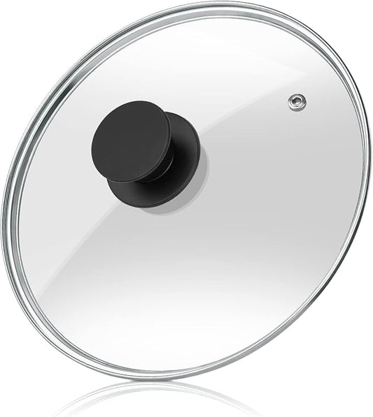 Wadaza Pan Lid 9.5 Inch - Tempered Glass Pot Lid - Oven Safe Replacement Glass Lid for Frying Pan Wok Pot Skillet