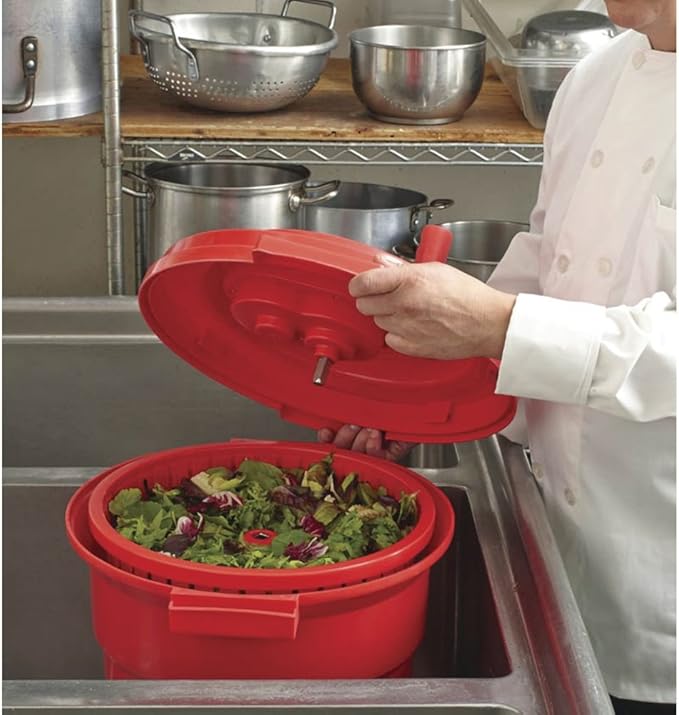 5 Gallon Commercial Salad Spinner Salad Dryer Remove Excess Water for Crisp & Fresh Salad Sealed Gearbox Built-in Brake System Durable Spinner Mechanism for Restaurants & Catering by Chef Master 90005