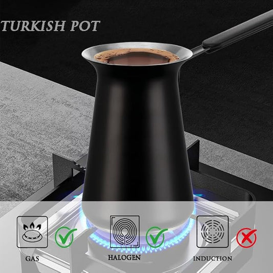 Turkish Coffee Pot - Gifts for Family &Friends,Cezve/Ibrik Coffee Pot for Stovetop,Briki Greek Turkish Pot with Heat-Resistant Rubber Handle,Milk Warming Pot,Arabic Tea Pot