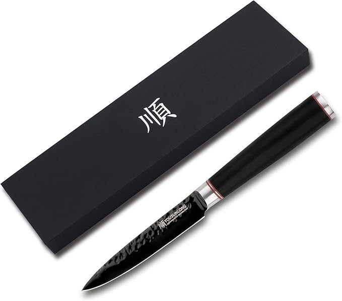 YOUSUNLONG Kitchen Utility Knife 5 Inch Multi-purpose knife Hammered Japanese AUS8 Steel - HRC Steel - Leadwood Handle