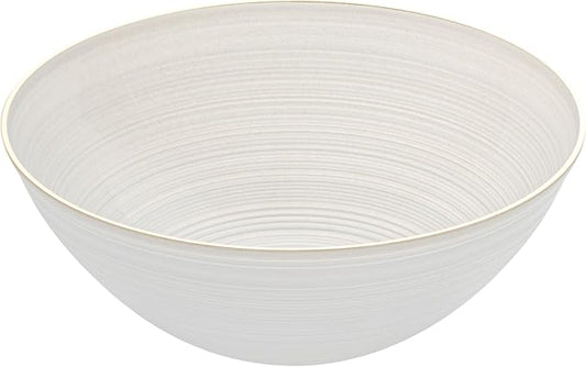 Restaurantware Plastic Bowls 20 Pcs 16 oz Gold Rimmed Disposable Soup Bowls Heavy-Duty White Translucent Rippled Dinnerware Containers for Party, Desserts, Salads, Snacks, and Catering