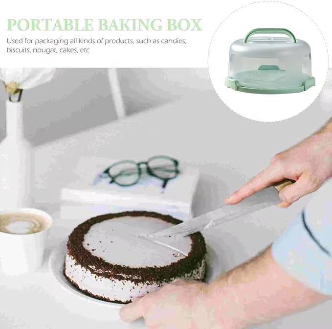 Cake Carrier With Lid And Handle, Bpa-Free Cake Holder With Lid For 10 Inch Round Carrier, 10pcs Round Golden Cake Boards With Container Carrying Bag