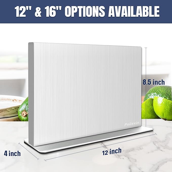 Magnetic Knife Block Without Knives—Stainless Steel Double-Sided Magnetic Knife Holder Stand with Strong Magnets, Knife Storage Organizer for Kitchen Counter top