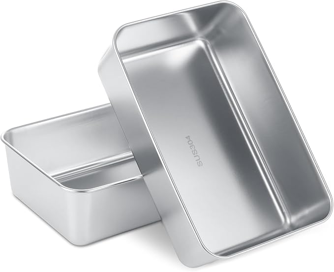 2 Pack Stainless Steel Loaf Pan 8.5 x 5.5 Inch Banana Bread Pan for Homemade Bread Loaf Pans for Baking Bread Tin Sourdough Bread Baking Pan Metal Sandwich Loaf Bread Pans for Meatloaf, Cake