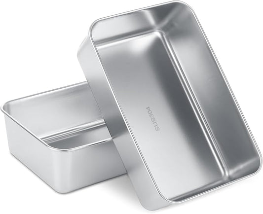2 Pack Stainless Steel Loaf Pan 8.5 x 5.5 Inch Banana Bread Pan for Homemade Bread Loaf Pans for Baking Bread Tin Sourdough Bread Baking Pan Metal Sandwich Loaf Bread Pans for Meatloaf, Cake