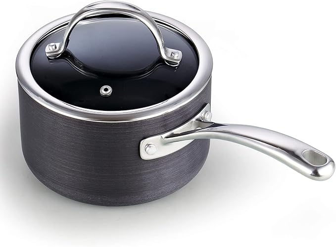 Cooks Standard 3-Quart Hard Anodized Nonstick Saucepan with Lid, Black,NC-00342