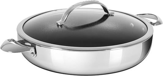 Scanpan HaptIQ 5.25 qt (12 1/2 inch) Stainless Steel-Aluminum Nonstick Chef Pan with Lid – Compatible with All Cooktops, Induction Ready, Metal Utensil Safe, Oven Safe to 500°F, Dishwasher Safe