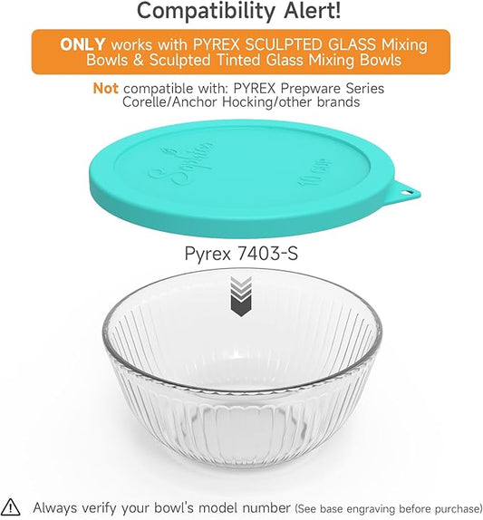 SOPHICO Silicone Replacement Lids for Pyrex Sculpted Glass & Tinted Glass Bowls Mixing Bowls, Lids For 7403-s 10-Cup &2.3 Qt(Container not included)