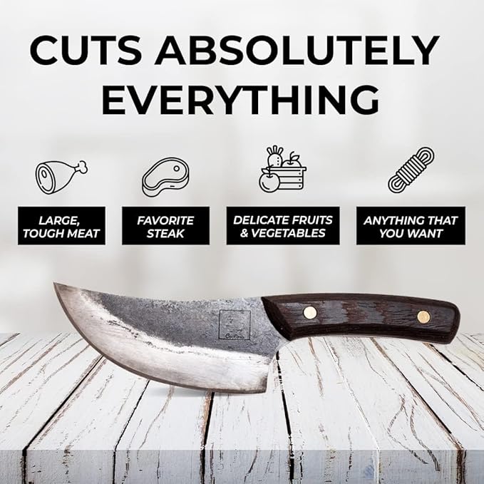 COOLINA Classic Trio Kitchen Knife Set – High-Carbon Steel, Includes Promaja Cleaver, Altomino Chef’s Knife & Butcher Knife, Full Tang, Ergonomic Handle, Precision Cutting for Meat & Vegetables