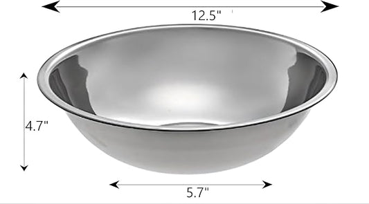 Stainless Steel Mixing Bowl for Commercial and Home Kitchen (8qt)