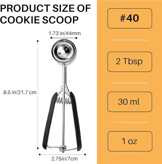 Medium Cookie Scoop, 2 Tablespoon Cookie Scoops for Baking, Cookie Dough Scoop, Spring-Loaded, Comfortable Grip, Non-Slip, For Making Cookies Muffin Cupcake Pancake Ice Cream Meatball