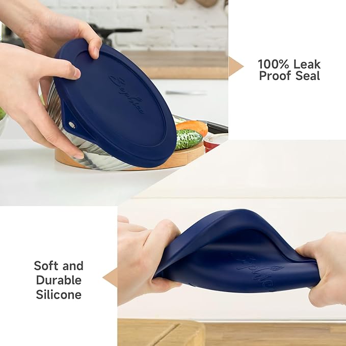 Silicone Replacement Lids for Pyrex Sculpted Glass Mixing Bowls(Lids For 7402-s 1.3Qt)