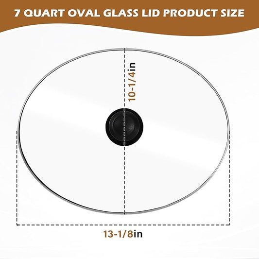Oval Glass Lid 7 Quart Replacement for Crock Pot 7qt Slow Cooker SCV700SS and for Hamilton Beach Slow Cooker SCV700, 33474G, SCV700-KC, SCV700SS Replacement Oval 7 Quart Lids
