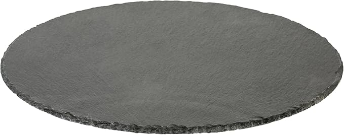 Restaurantware Slate Serving Tray 1 Pack of 11.81" Foam Feet Charcuterie Stone Plate Rustic Edges Freezable Black Square Serving Display Cheese Board for Kitchen, Gourmet, Dining, Parties