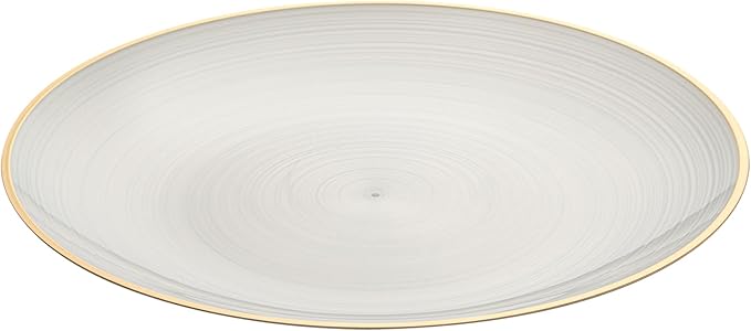 Restaurantware Plastic Plates 100 Pcs 10" Gold Rimmed Disposable Plates Heavy-Duty White Translucent Rippled Plastic Dinner Servers for Party, Weddings, Salads, Desserts, and Appetizers