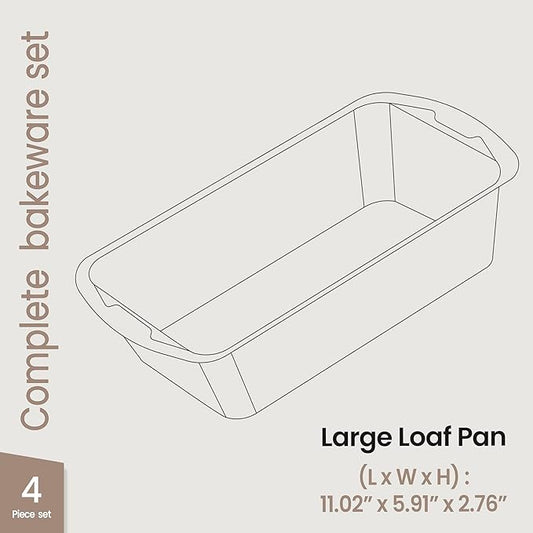 BAKKENMASTER Loaf Pan Set 4-Piece - Deluxe Nonstick Carbon Steel Bakeware for Perfect Bread and Cakes – Dishwasher Safe, Premium Pans for Home Baking