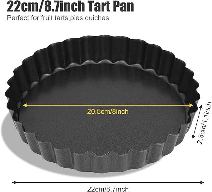 8 Inch Tart Pan Fluted Fruit Pie Pans With Removable Base Nonstick Coating Tarts Molds for Baking Supply For Pizza Tartlet Cake Quiche