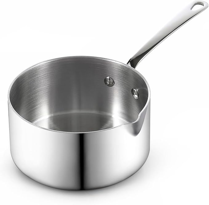 Cooks Standard Stainless Steel Butter Warmer 0.68 QT, Multi-Ply Clad Small Sauce Pan, 640ml Mini Butter Chocolate Milk Melting Pot with Pour Spout Cooking Pot ideal for Chefs, Baristas