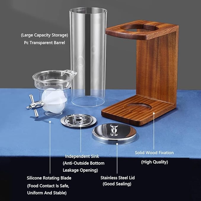 10.5L Triple-Head Dry Food Dispenser- Countertop Cereal Storage with PC Barrel & Wooden Base | Ideal for Rice, Candy, Beans & Nuts