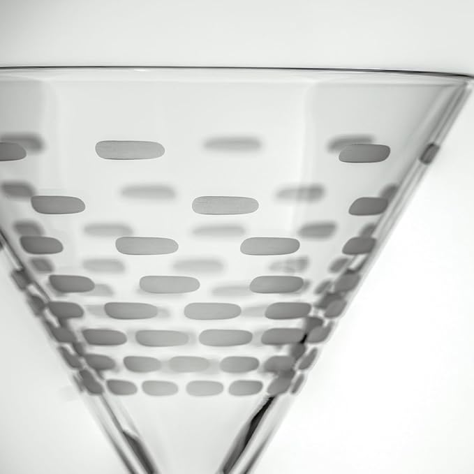 Rolf Glass Strata Martini Cocktail Glass | Made in America | 10oz Martini Glass | Diamond Engraved Crystal Glass | Geometric Brick Design | Set of 4