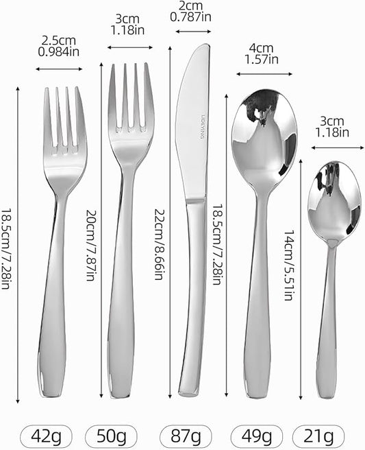 30 Piece Silverware Set,Stainless Steel Flatware Set for 6,18/0 Rust-Proof Cutlery Set with Forks & Spoons,Mirror Polished Dishwasher Safe - Heavy Duty Tableware for Home & Dining