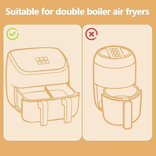 150 Pack 8.6x5.5" Air Fryer Liners, Parchment Paper Sheets For Ninja DZ201/DZ401 Dual Basket, Non-Stick, Disposable, Unbleached, Heat Resistant, Fits 3-6 QT Air Fryers, Oil-Free & Healthy Cooking.