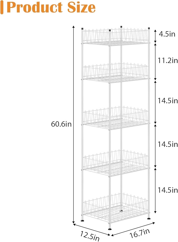 Water Bottle Storage Organizer 5 Tier Metal Water Bottle Holder Shelf Drink Beverage Soda Can Organizer Rack Bottled Water Stand for Floor Classroom Kitchen Food Storage, Silver