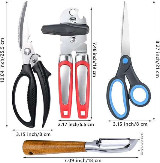 Left Handed Kitchen Scissors Poultry Shears and Can Opener, Peeler Set, Lefty Kitchen Tools Utensils for Left Hand People/Adults(4 in 1)