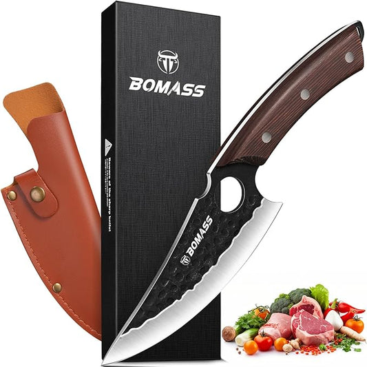 10.9-inch Butcher Knife, Hand Forged Kitchen Knives, High Carbon Japanese Knives & Boning Knife for Meat Cutting