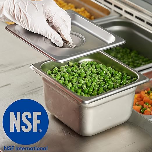 CURTA 6-Pack Slotted Steam Table Pan Lid with Handle, NSF Approved, Hotel & Catering Food Pan Cover