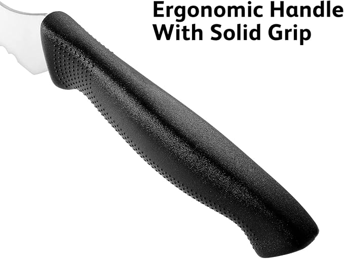 12 Inch Cuisine Pro Serrated Bread Knife, Premium Stainless Steel Wave Edge Razor Sharp Blade Knife for Bread, Dishwasher Safe, NSF Certified, Black