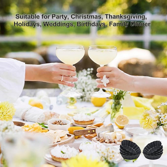 3 Inch Mini Quiche Pans 12 Pack, Round Egg Tart Molds with Removable Bottom. Small Tart Pans w/Non-Stick Coating Rugged Carbon Steel for Tartlets Shells Desert Making Christmas Festival Party