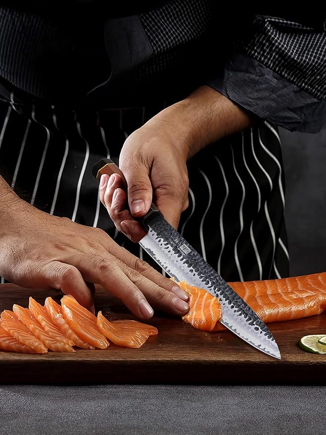 Sushi Knife Japanese Sashimi Knives 10 Inch, Hand Forged High Carbon Steel Yanagiba Knife, Kitchen Chef Knives for Cutting Sushi & Sashimi, Fish Filleting