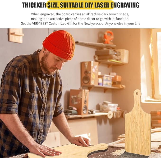 Zubebe 50 Pcs Cutting Board Bulk 11 x 5 Inch Wood Chopping Board Blank Small Laser Engraving Mini Charcuterie Serving Boards for Wedding Housewarming Gift (Bamboo)