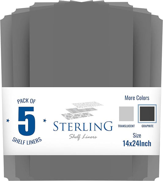 Sterling Shelf Liners for Wire Shelf System: Set of 5 in Graphite: 13.4 x 23.2 inch: Plastic Wire Shelving Mats