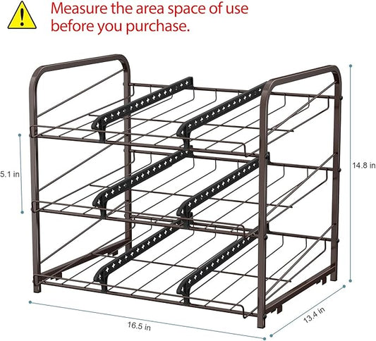Can Organizer for Pantry Stackable 2 Pack, Can Storage Organizer Rack Stacking Can Dispensers Small Space Holds up to 36 Cans for Pantry, Kitchen, Cabinet- Brown