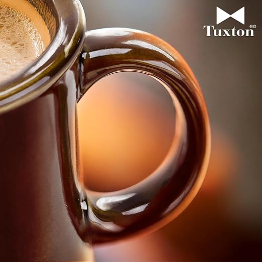 Tuxton China BAM-0806 Princess Mug, 9 oz., 3-1/8" Diameter x 4"H, Microwave and Dishwasher Safe, Oven Proof, Fully Vitrified, Ceramic, DuraTux, Caramel, Pack of 24