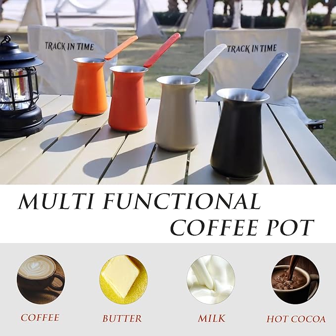 Turkish Coffee Pot - Gifts for Family &Friends,Cezve/Ibrik Coffee Pot for Stovetop,Briki Greek Turkish Pot with Heat-Resistant Rubber Handle,Milk Warming Pot,Arabic Tea Pot