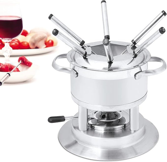 Swissmar Arosa 11-Piece Stainless Steel 3-in-1 Fondue Set - Ideal for Melting Cheese, Chocolate, Butter, & More - Perfect for Kitchen Collection & Wedding Gift Giving - 1.6 Quarts / 1.5 Liter
