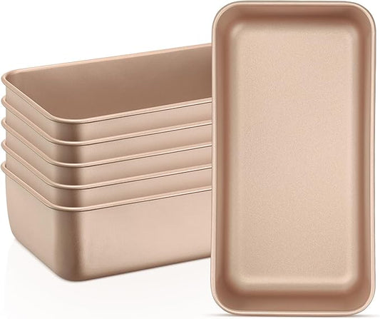 Leonyo 6 Pack Nonstick Loaf Pans for Baking Bread, 9IN x 5IN Stainless Steel Loaf Pans for Homemade Bread Baking, Meatloaf, Bananas, Brownies, Lasagnas, Oven Safe, Rose Gold