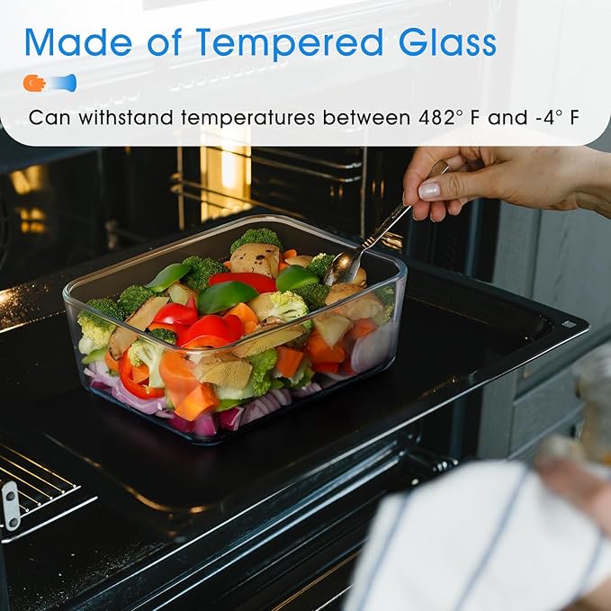 NUTRIUPS 2.6QT Deep Glass Baking Dish with Lid,(9×7in )Deep Rectangular Glass Baking Dish for Oven