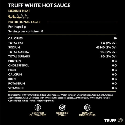TRUFF White Truffle Hot Sauce 4-Pack Mini Set, Portable Travel Bottles, White Truffle and Red Chili Peppers with Coriander, Gift Idea for the Hot Sauce Fans, (1.5 oz, Pack of 4)