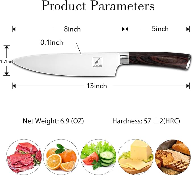 imarku Japanese Chef Knife - Sharp Kitchen Knife 8 Inch Chef's Knives HC Steel Paring Knife, Unique Gifts for Men and Women, Gifts for Mom or Dad, Kitchen Gadgets with Premium Gift Box
